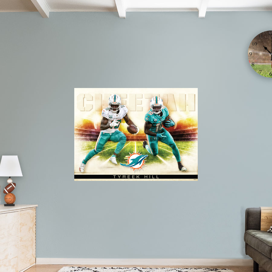 Tyreek Hill - Icon Series - Peel & Stick Poster - Official NFL - Miami Dolphins - Reusable Vinyl Wall Decal