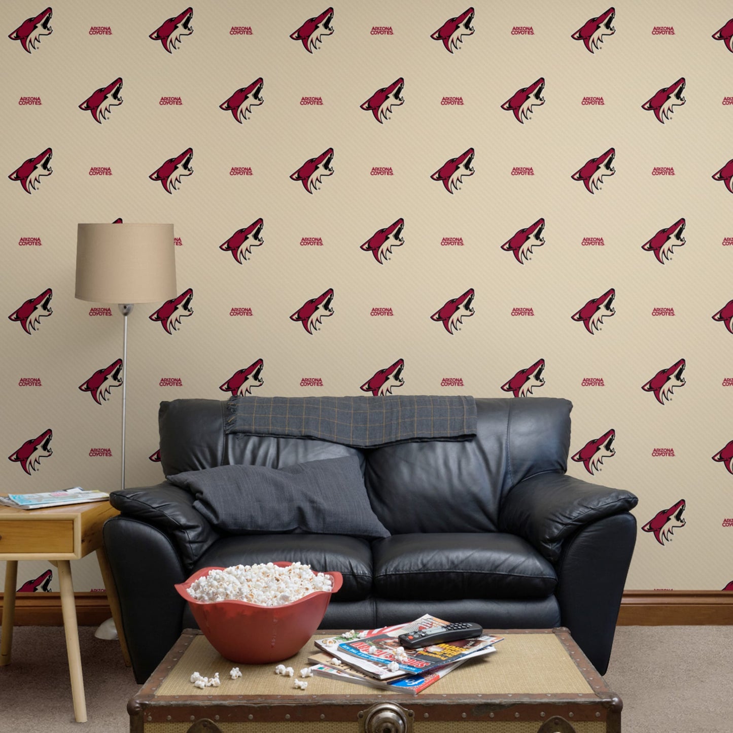 Arizona Coyotes (Beige): Stripes Pattern - Officially Licensed NHL Peel & Stick Wallpaper
