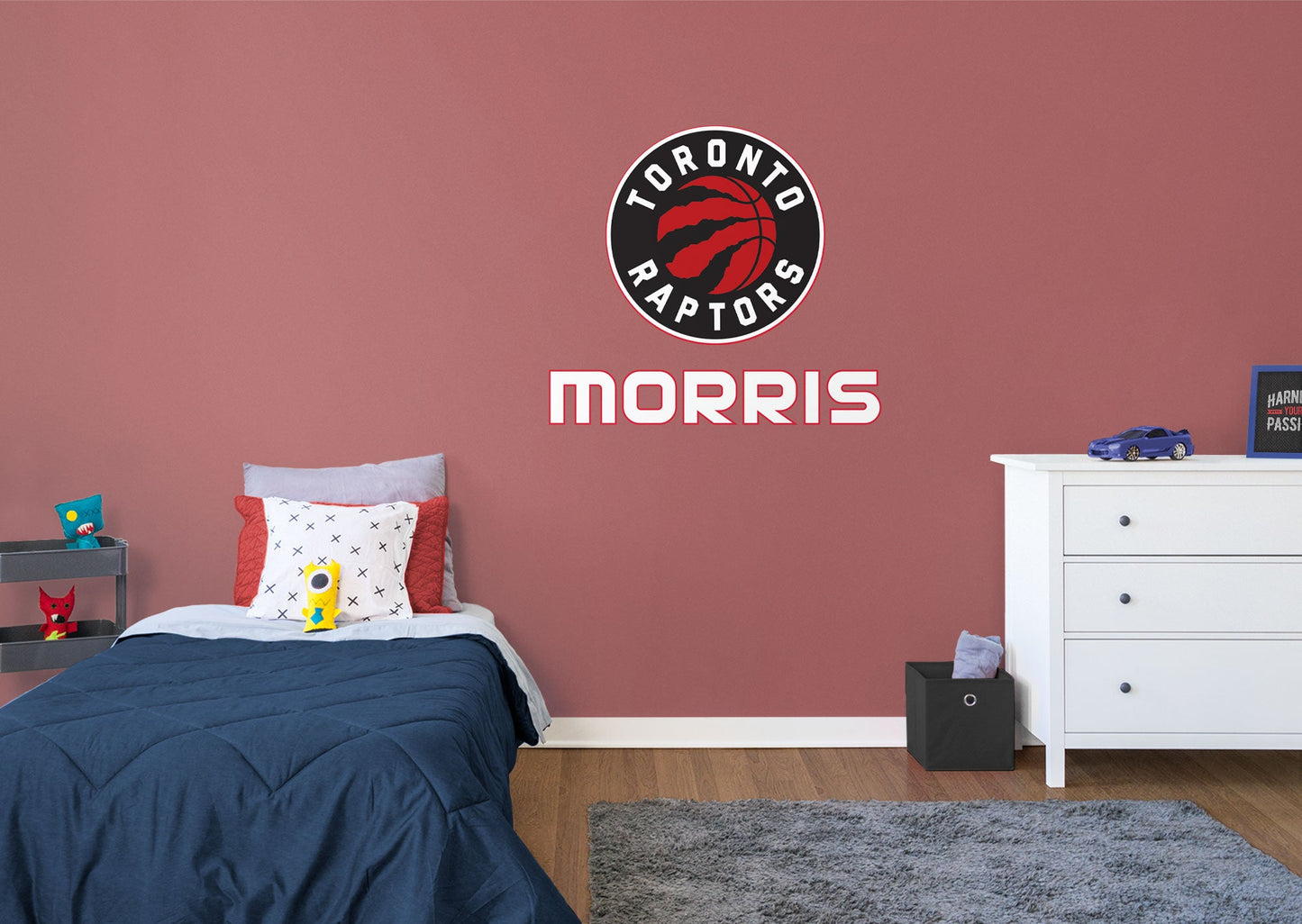 Toronto Raptors:   Stacked Personalized Name White Text PREMASK        - Officially Licensed NBA Removable Wall   Adhesive Decal