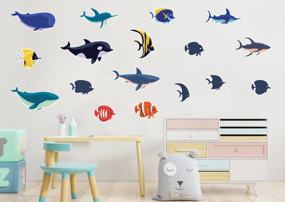 Nursery:  Aquatic Creatures Part 1 Collection        -   Removable Wall   Adhesive Decal