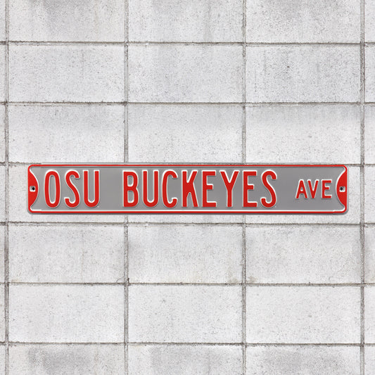 Ohio State Buckeyes: Ohio State Buckeyes Avenue (Silver) - Officially Licensed Metal Street Sign