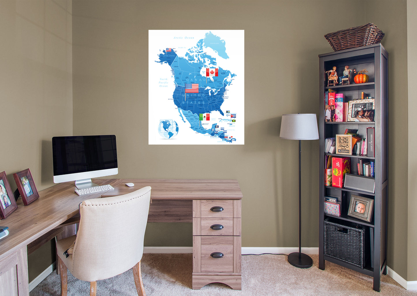 Maps: North America Mural        -   Removable Wall   Adhesive Decal