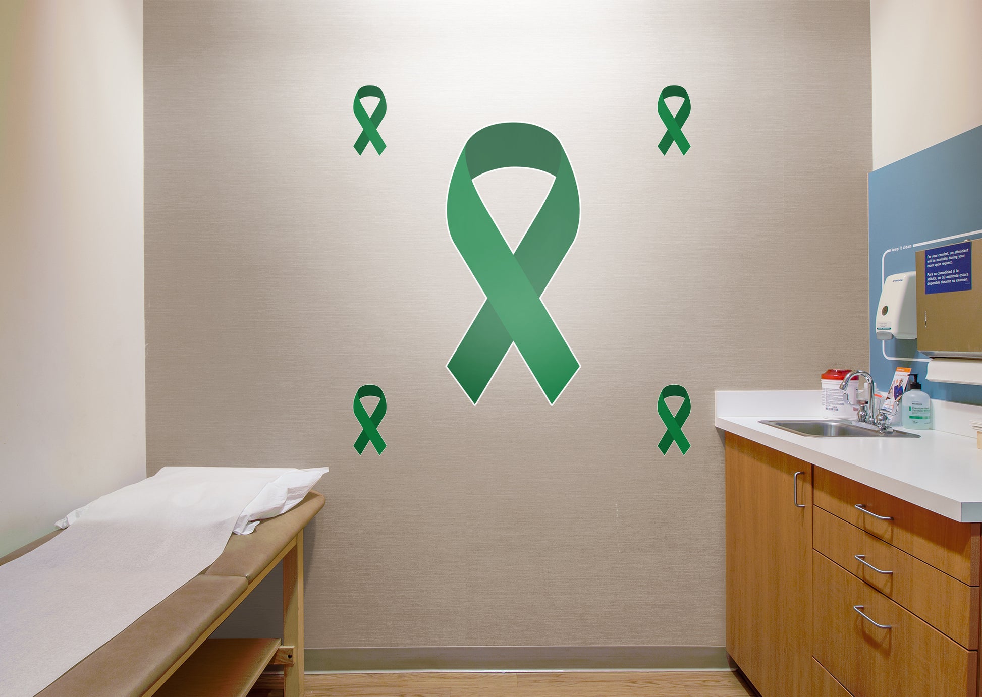X-Large Kidney Cancer Ribbon  + 4 Decals (18"W x 38.5"H)