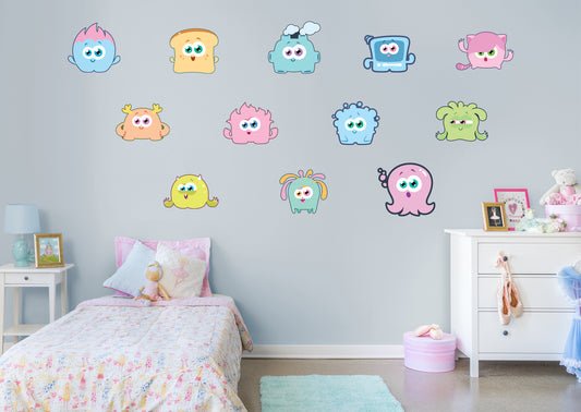 Monster:  Pastel Creatures Collection        -   Removable Wall   Adhesive Decal