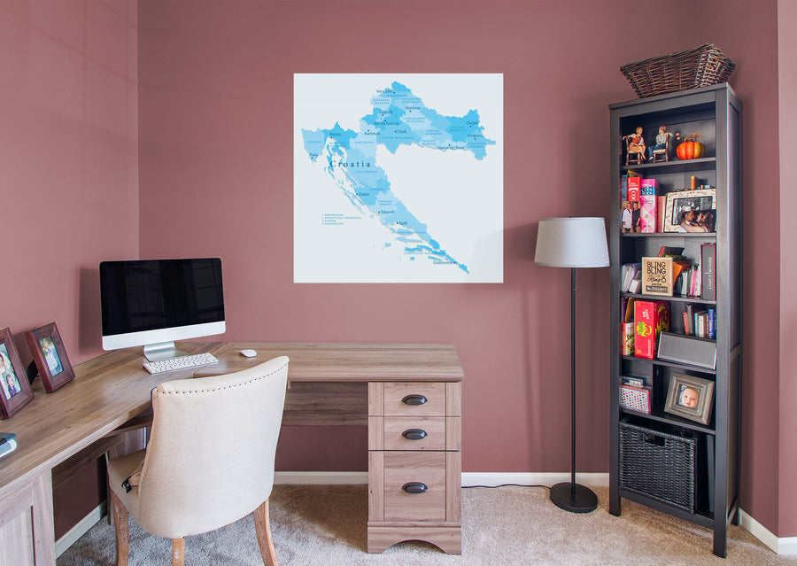 Maps of Europe: Croatia Mural        -   Removable Wall   Adhesive Decal
