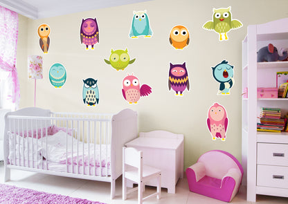 Nursery: Owl Happy Faces Collection        -   Removable Wall   Adhesive Decal
