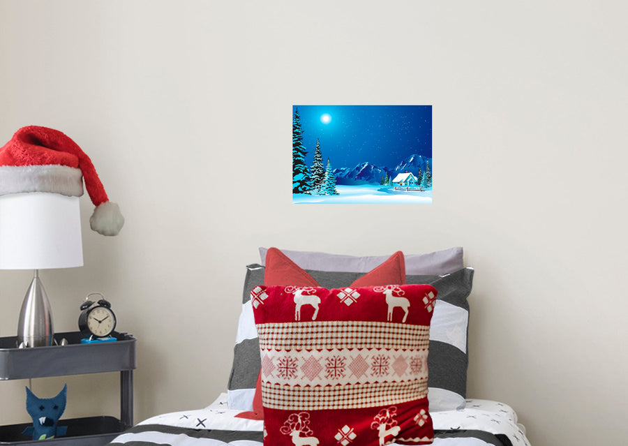 Christmas: Cottage Poster - Removable Adhesive Decal