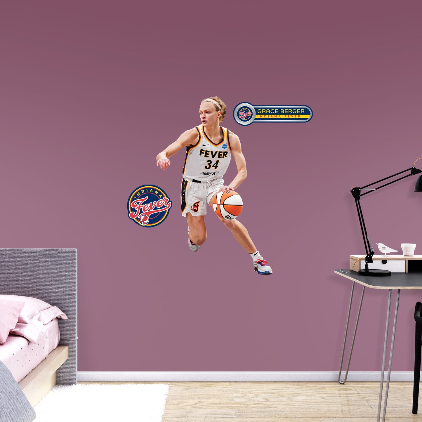 Indiana Fever: Grace Berger         - Officially Licensed WNBA Removable     Adhesive Decal