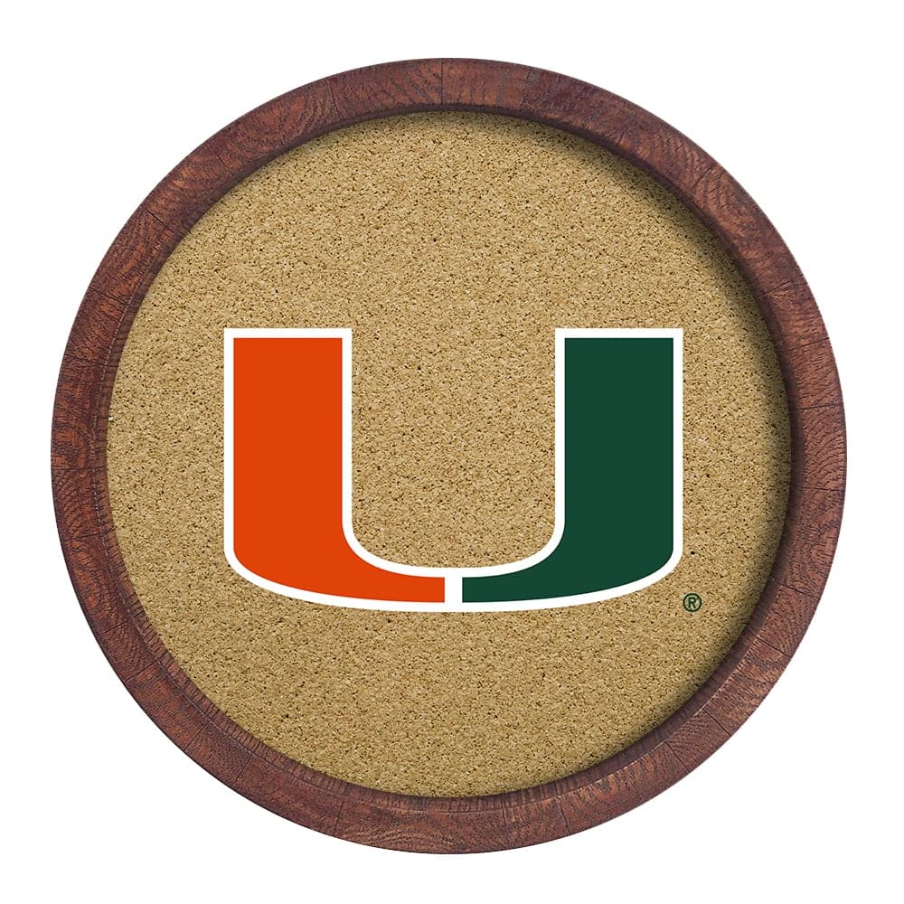 Miami Hurricanes: "Faux" Barrel Framed Cork Board - The Fan-Brand