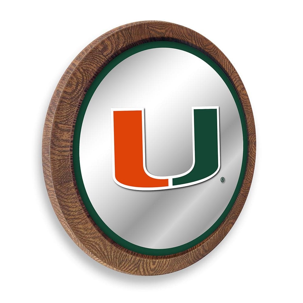 Miami Hurricanes: "Faux" Barrel Top Mirrored Wall Sign - The Fan-Brand