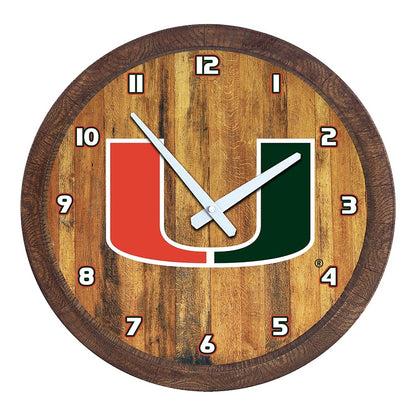 Miami Hurricanes: "Faux" Barrel Top Wall Clock - The Fan-Brand