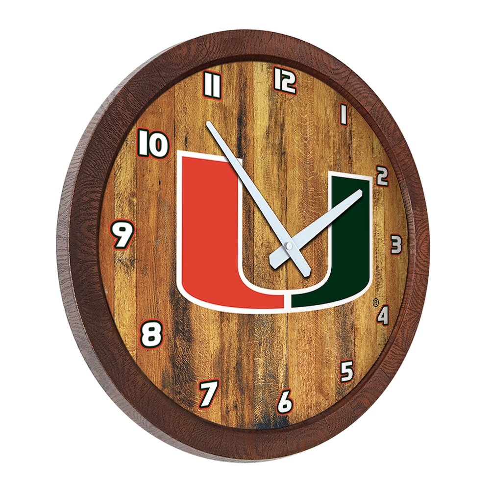 Miami Hurricanes: "Faux" Barrel Top Wall Clock - The Fan-Brand