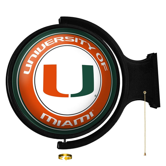 Miami Hurricanes: Original Round Rotating Lighted Wall Sign - The Fan-Brand