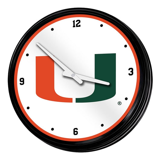 Miami Hurricanes: Retro Lighted Wall Clock - The Fan-Brand