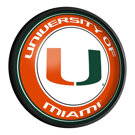 Miami Hurricanes: Round Slimline Lighted Wall Sign - The Fan-Brand