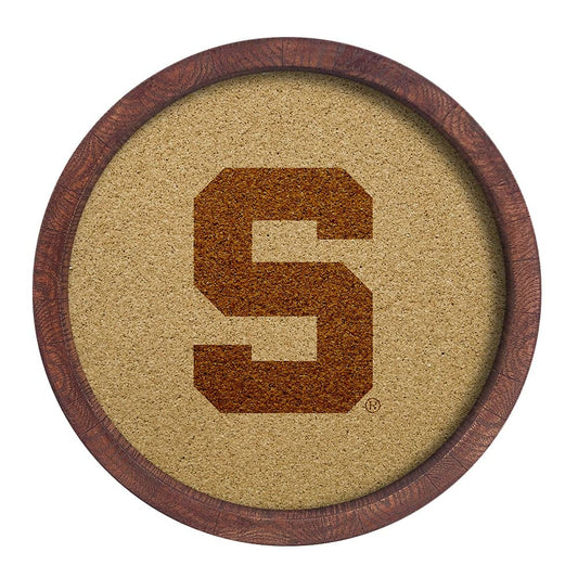 Michigan State Spartans: Block S - "Faux" Barrel Framed Cork Board - The Fan-Brand