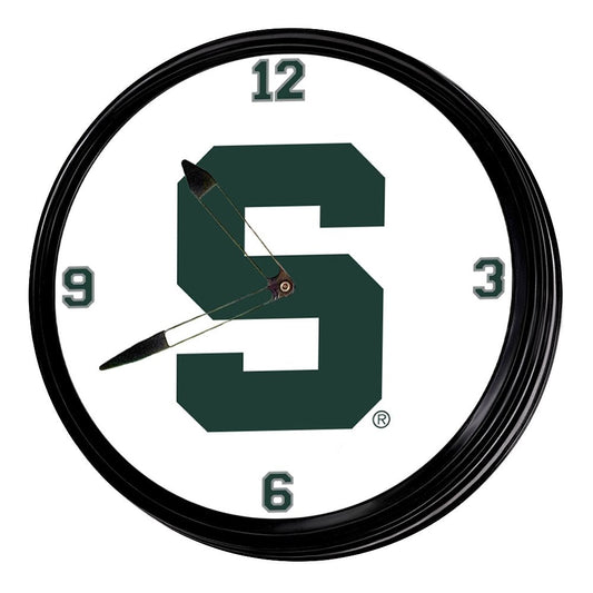 Michigan State Spartans: Block S - Retro Lighted Wall Clock - The Fan-Brand