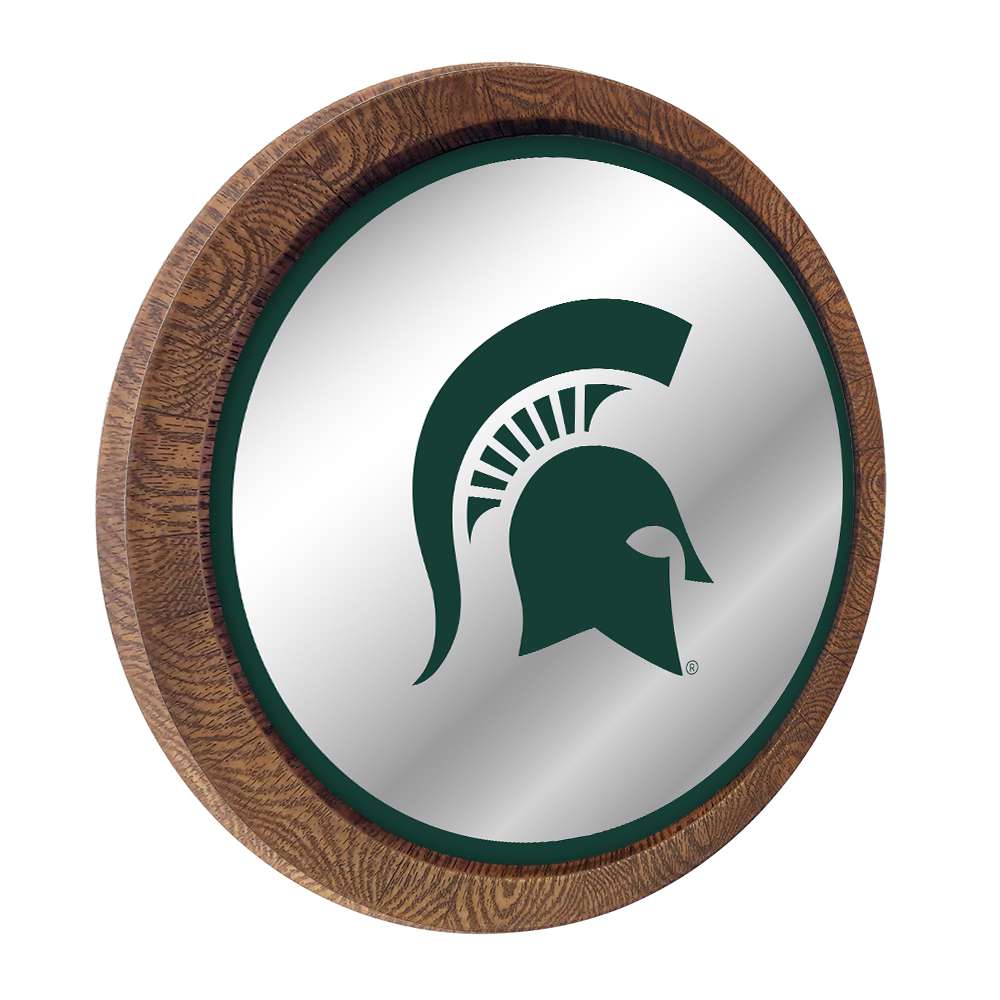Michigan State Spartans: Helmet - "Faux" Barrel Top Mirrored Wall Sign - The Fan-Brand