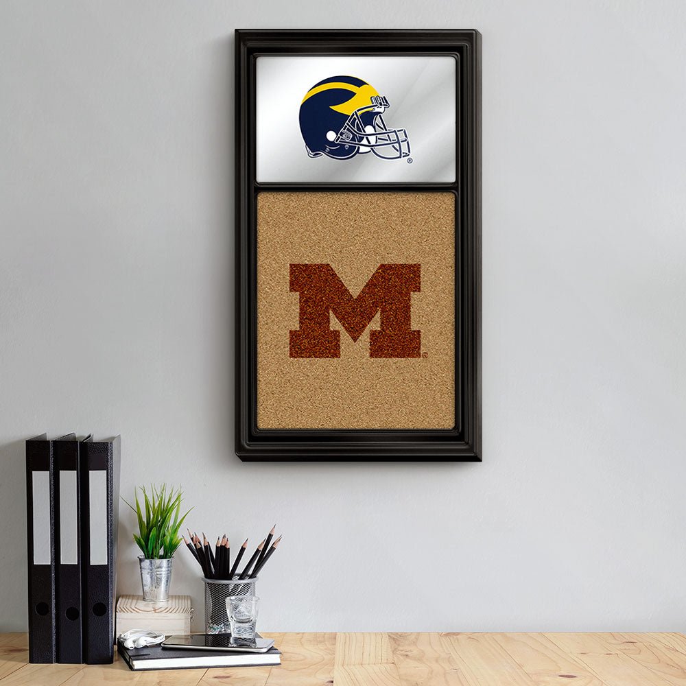 Michigan Wolverines: Dual Logo - Mirrored Cork Note Board - The Fan-Brand