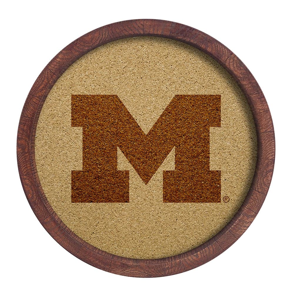 Michigan Wolverines: "Faux" Barrel Framed Cork Board - The Fan-Brand