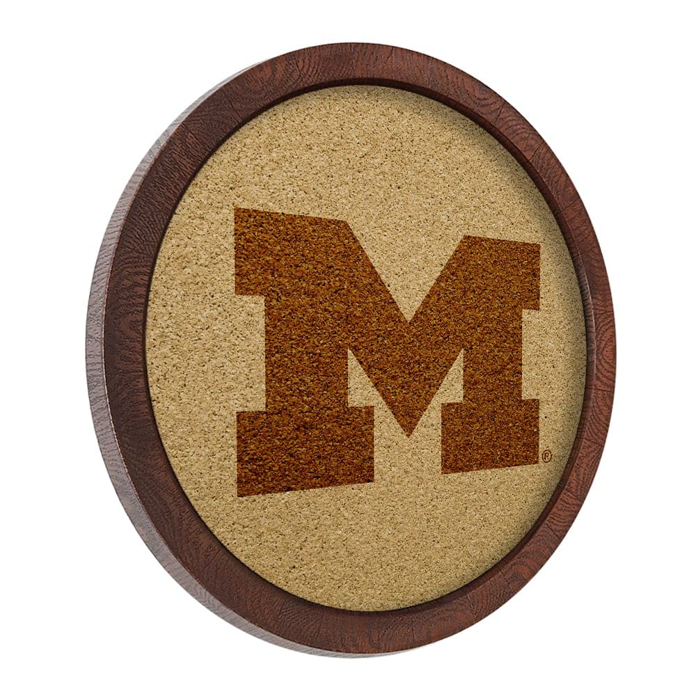 Michigan Wolverines: "Faux" Barrel Framed Cork Board - The Fan-Brand