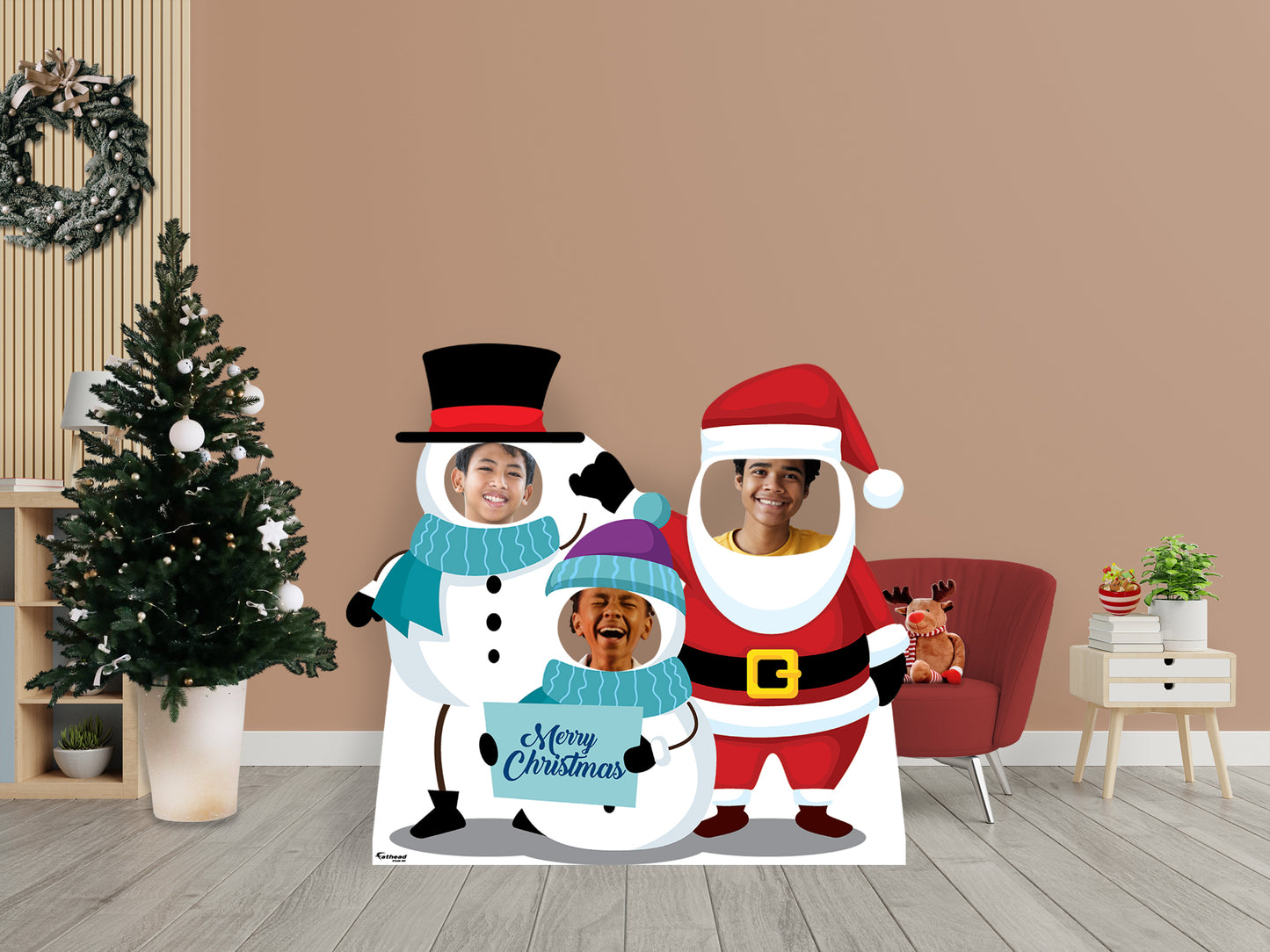 Christmas: Santa and two Snowman Life-Size   Foam Core Cutout  -      Stand Out