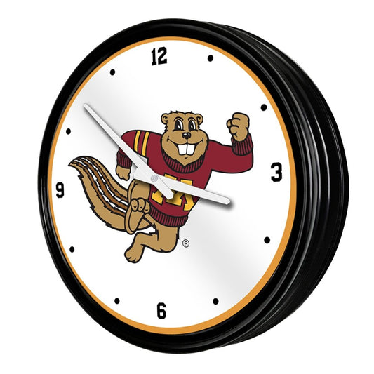 Minnesota Golden Gophers: Goldy Tail - Retro Lighted Wall Clock - The Fan-Brand