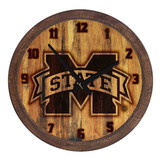 Mississippi State Bulldogs: Branded "Faux" Barrel Top Wall Clock - The Fan-Brand