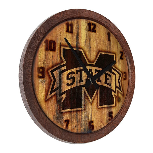 Mississippi State Bulldogs: Branded "Faux" Barrel Top Wall Clock - The Fan-Brand