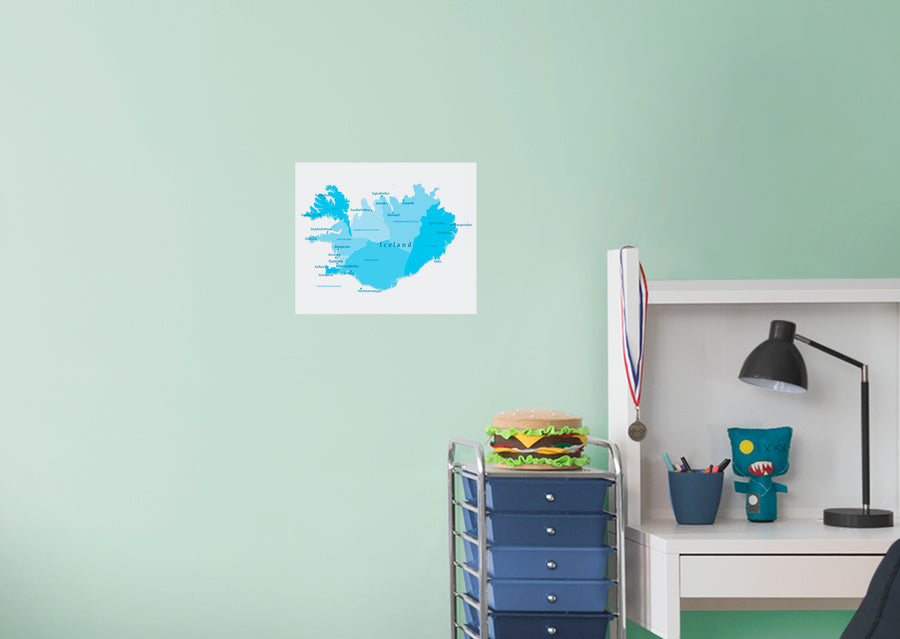 Maps of Europe: Iceland Mural        -   Removable Wall   Adhesive Decal