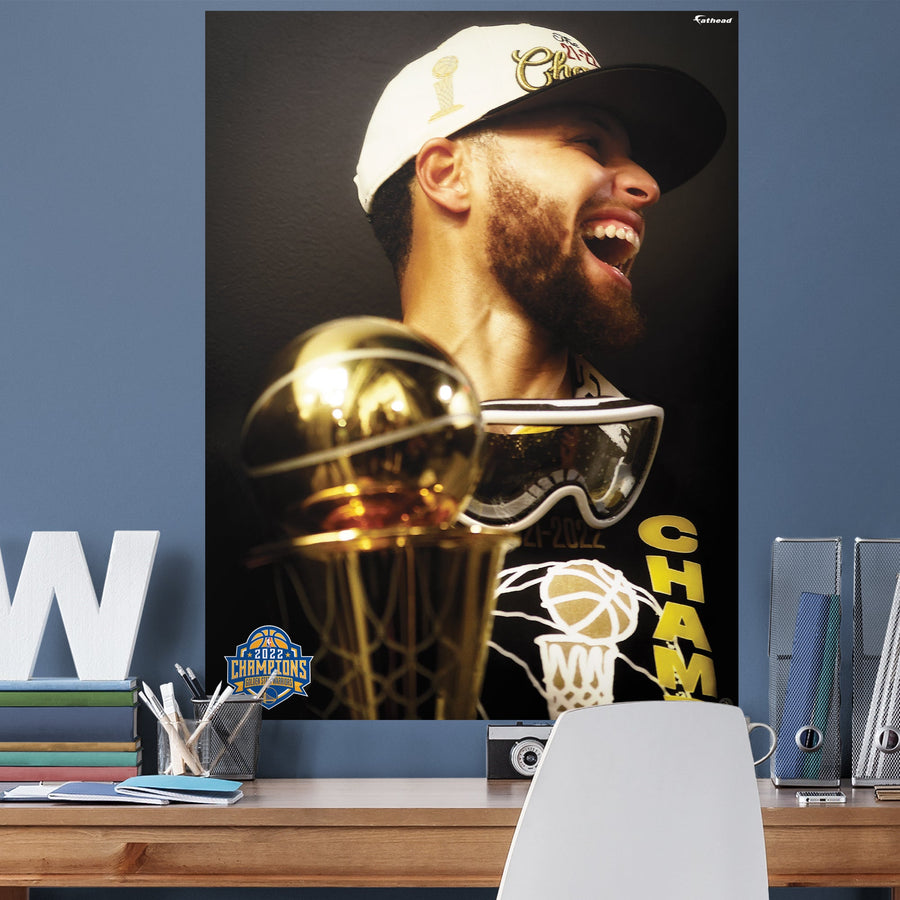 Stephen Curry - 2022 Champion Candid Smile - Peel & Stick Poster - Official NBA - Golden State Warriors - Reusable Vinyl Wall Decal