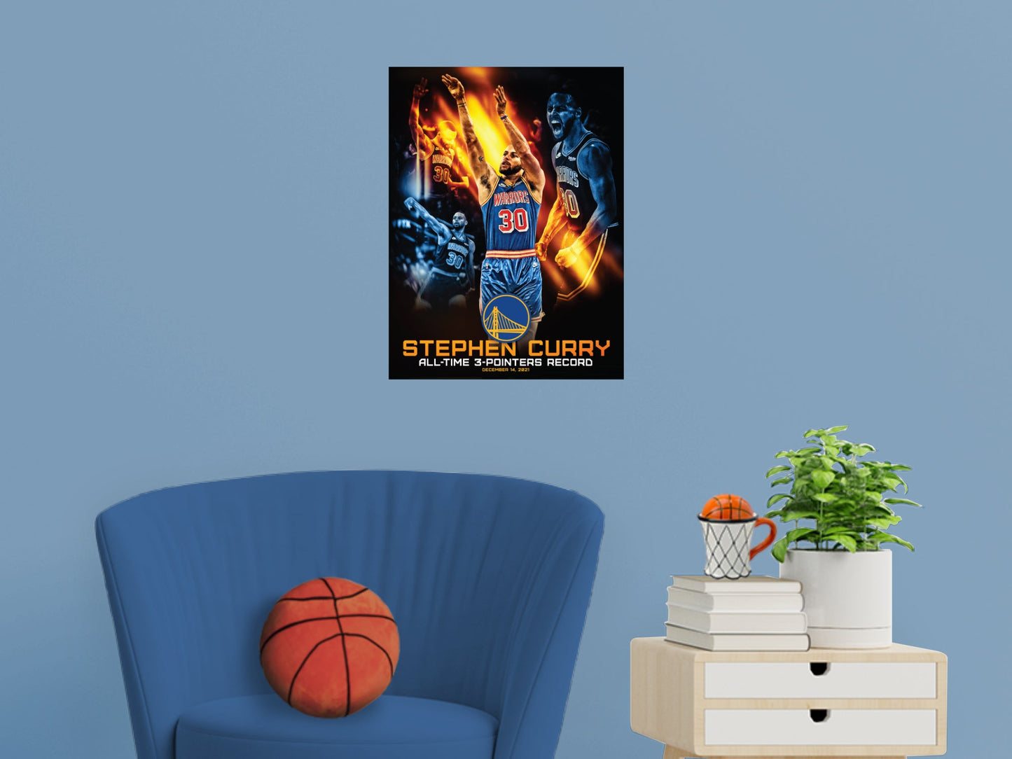 Golden State Warriors: Stephen Curry 3-Point Leader Poster - Officially Licensed NBA Removable Adhesive Decal