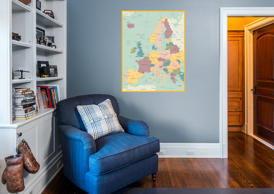 Maps: Europe Vintage Mural        -   Removable Wall   Adhesive Decal