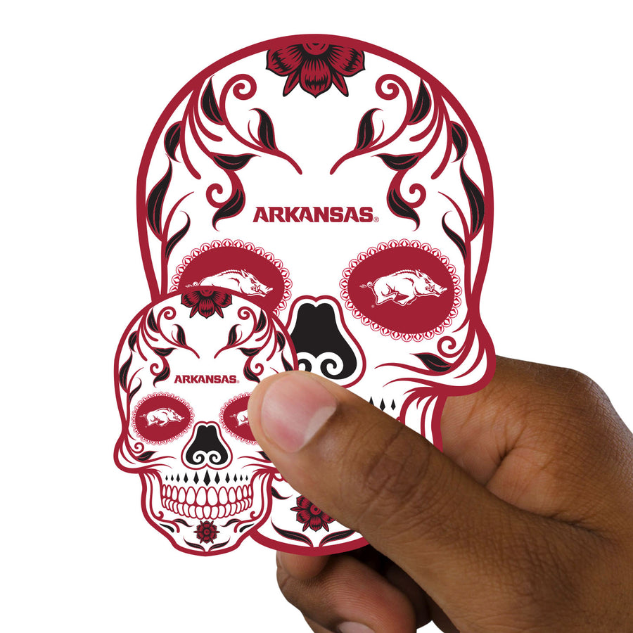 Arkansas Razorbacks - 5 Sugar Skull Logo Minis (Mixed Sizes) - Official NCAA - Reusable Vinyl Decals