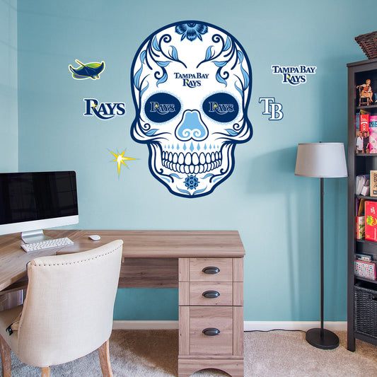 Tampa Bay Rays:   Skull        - Officially Licensed MLB Removable     Adhesive Decal