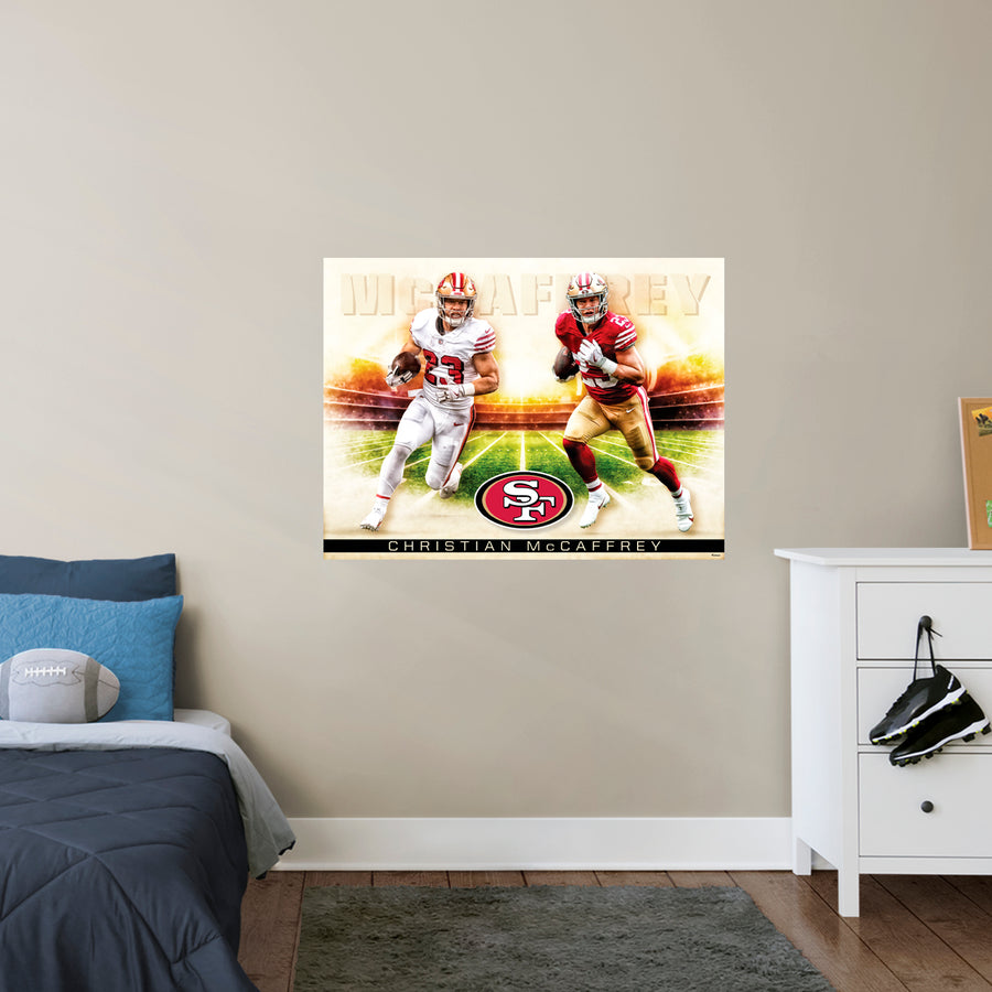 Christian McCaffrey - Icon Series - Peel & Stick Poster - Official NFL - San Francisco 49ers - Reusable Vinyl Wall Decal