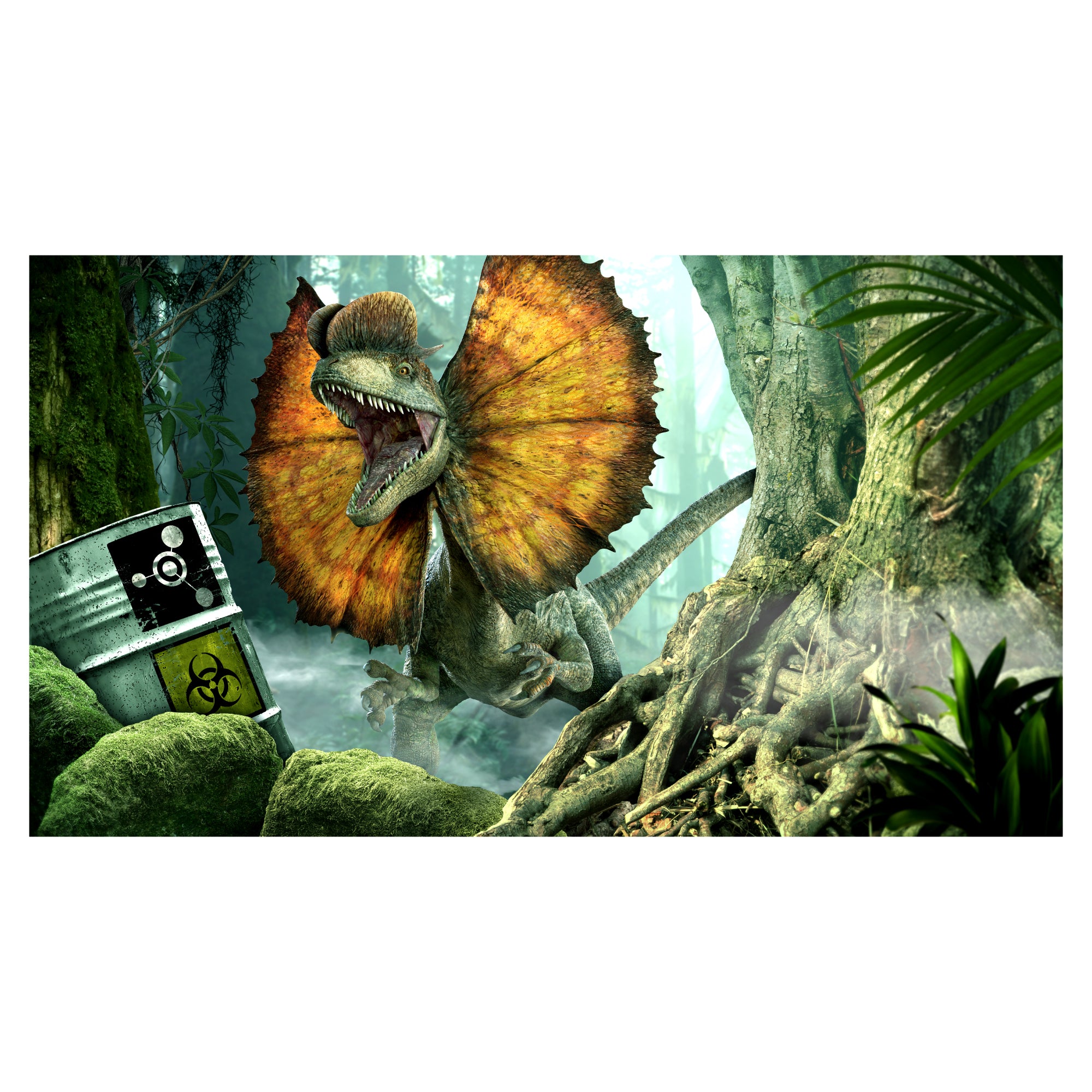 Jurassic World Dominion: Dilophosaurus Biosyn Forest Barrel Poster