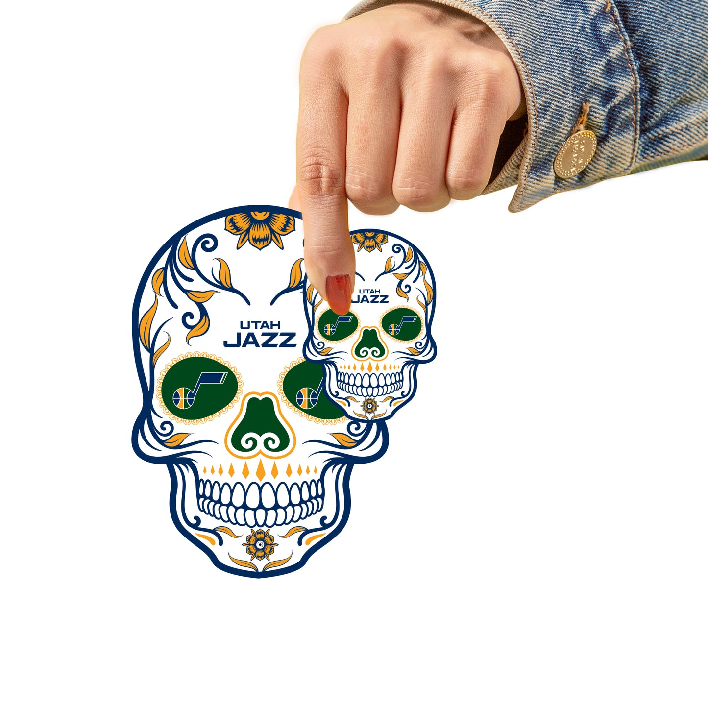 Sheet of 5 -Utah Jazz: Skull Minis - Officially Licensed NBA Removable Adhesive Decal