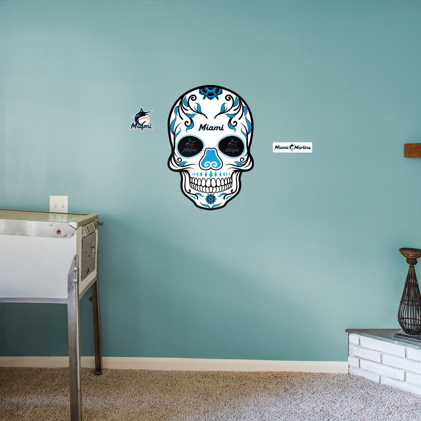 Miami Marlins: Skull - Officially Licensed MLB Removable Adhesive Decal