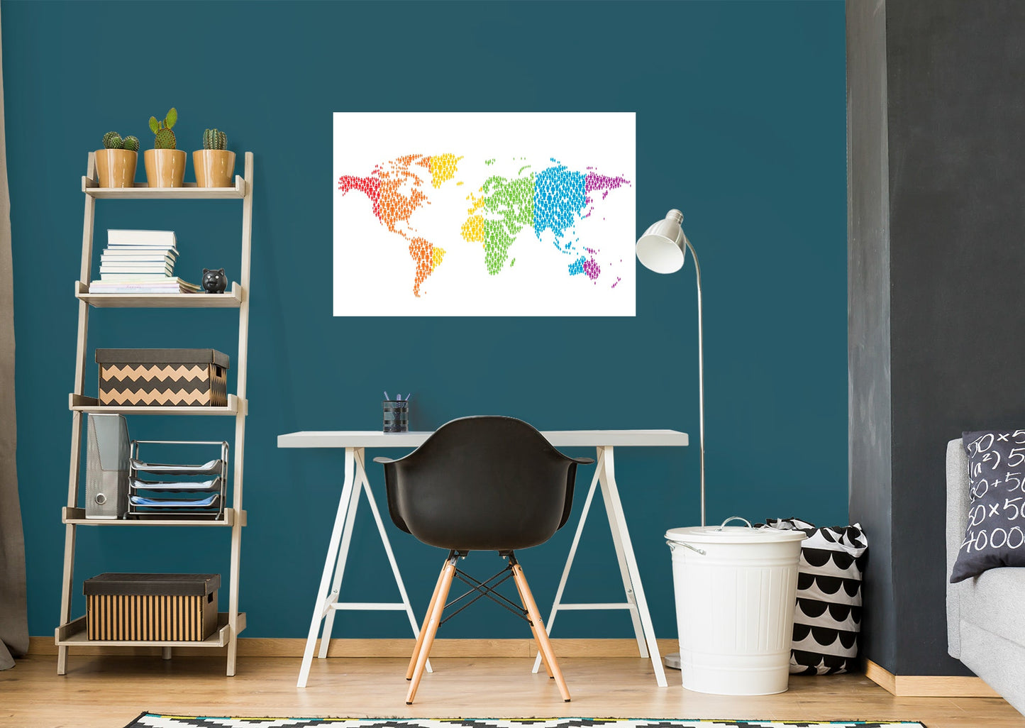 World Maps:  People Map Mural        -   Removable Wall   Adhesive Decal