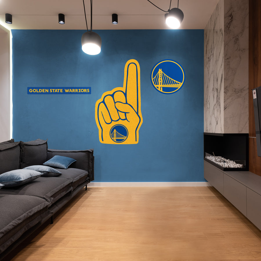 Golden State Warriors - RealBig Foam Finger Collection - Official NBA - Reusable Vinyl Wall Decals