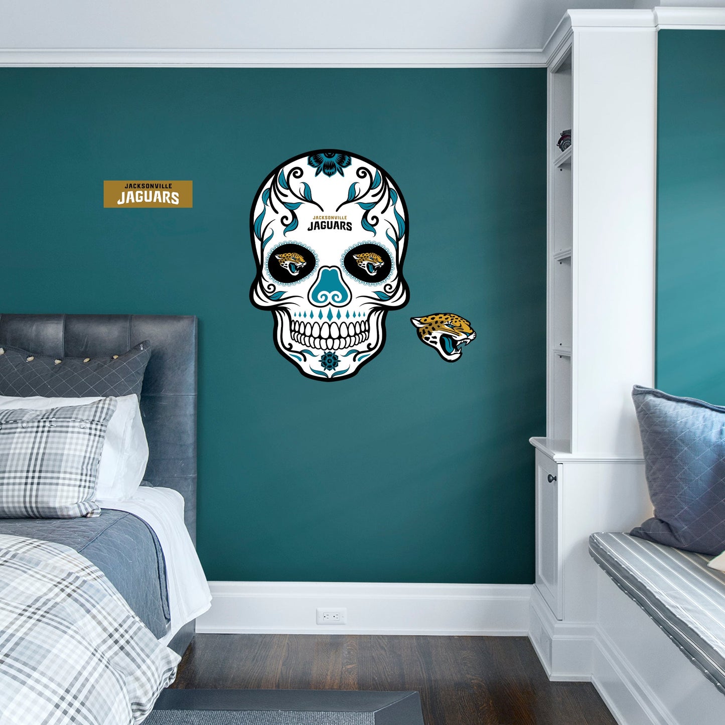 Jacksonville Jaguars: Skull - Officially Licensed NFL Removable Adhesive Decal