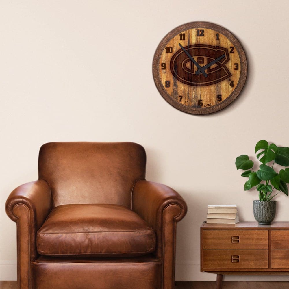 Montreal Canadiens: Branded "Faux" Barrel Top Wall Clock - The Fan-Brand