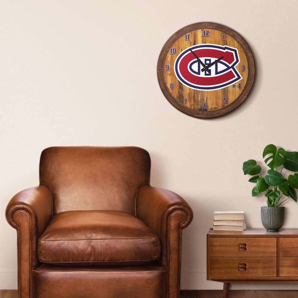 Montreal Canadiens: "Faux" Barrel Top Wall Clock - The Fan-Brand