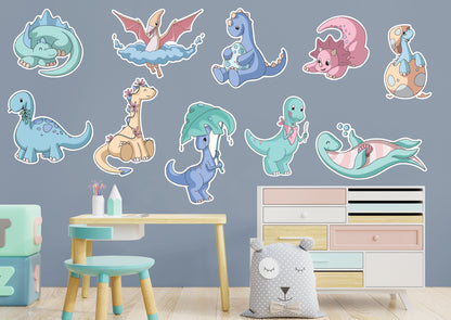 Dinosaur:  Pastel Dinos Collection        -   Removable     Adhesive Decal