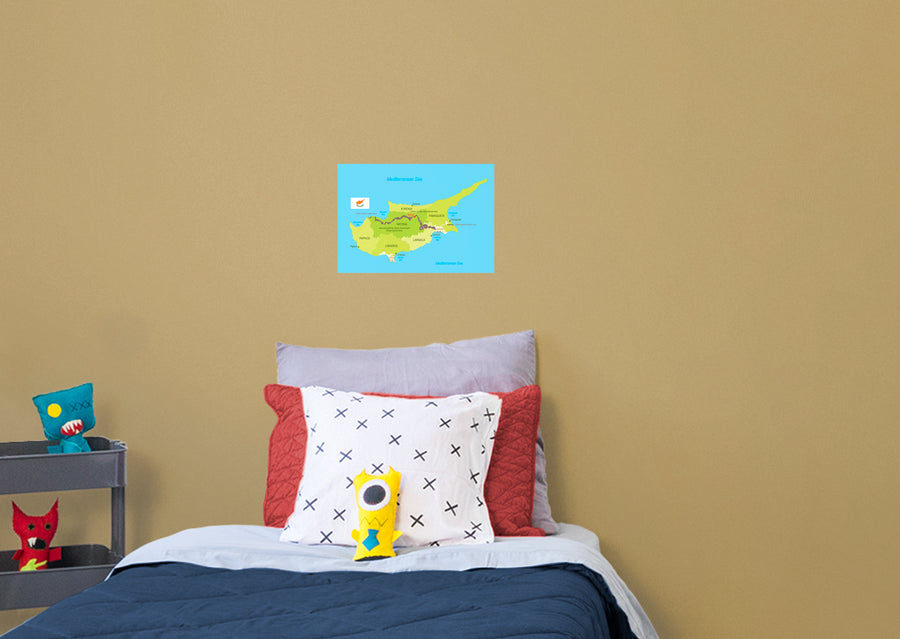 Maps of Asia: Cyprus Mural        -   Removable Wall   Adhesive Decal