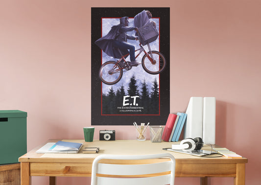 E.T.: E.T. Flying Bike 40th Anniversary Poster        - Officially Licensed NBC Universal Removable     Adhesive Decal