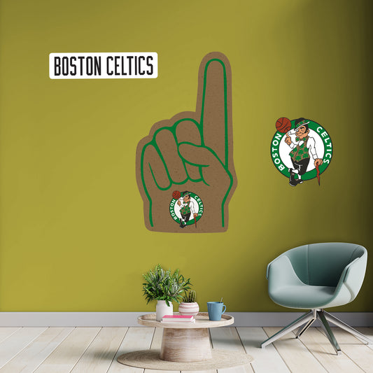 Boston Celtics:    Foam Finger        - Officially Licensed NBA Removable     Adhesive Decal