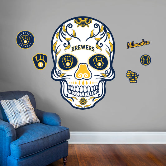 Milwaukee Brewers: Skull - Officially Licensed MLB Removable Adhesive Decal
