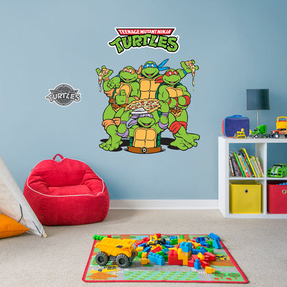 Teenage Mutant Ninja Turtles:  Pizza Group Die-Cut Icon        - Officially Licensed Nickelodeon Removable     Adhesive Decal